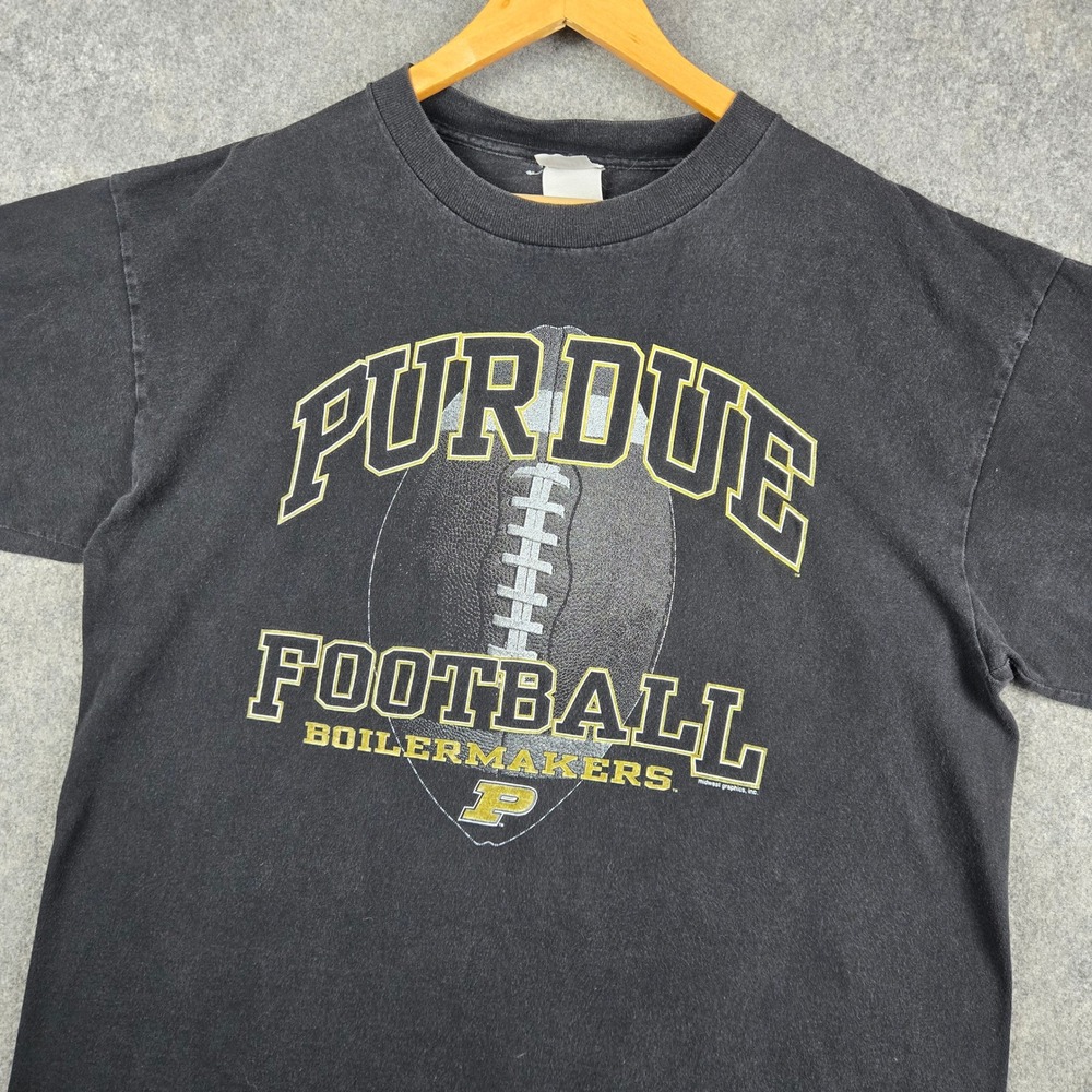 Vintage Purdue Football Shirt Mens XL Black Boilermakers NCAA 90s Graphic